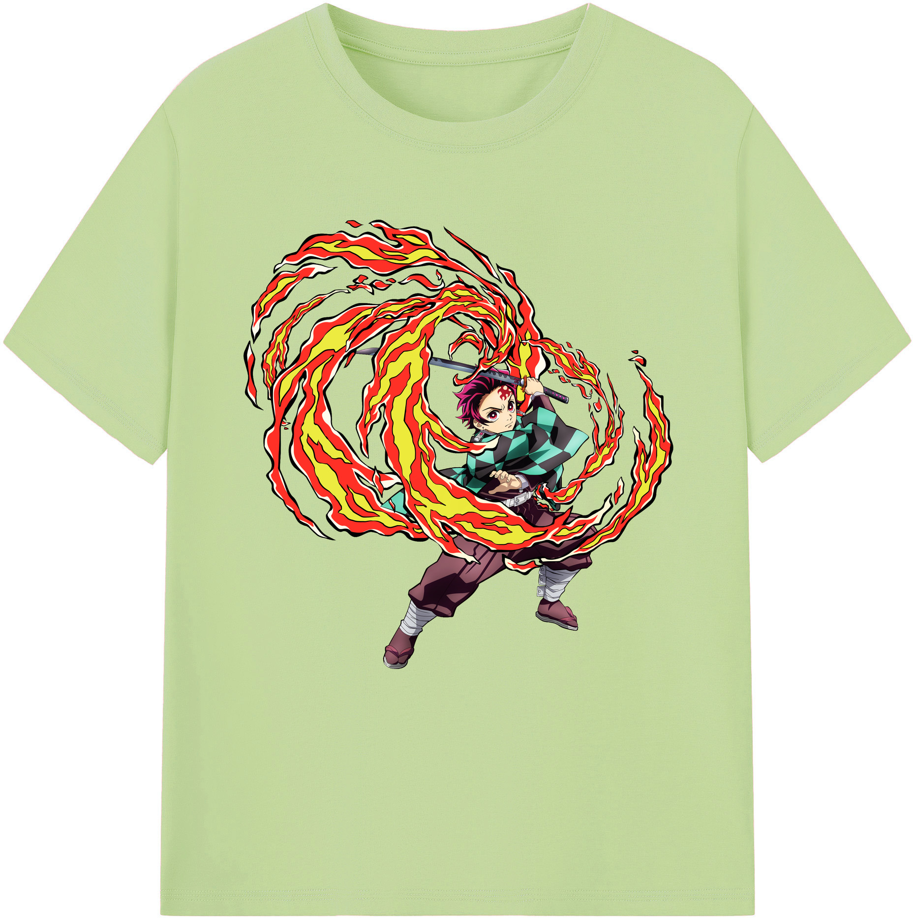 （画像用） 鬼滅の刃 竈門 炭治郎／かまど たんじろう Kamado Tanjirou 綿100％半袖Tシャツ（フロントプリント）